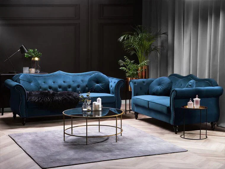 Wills Luxury Chesterfield Sofa Set in Suede